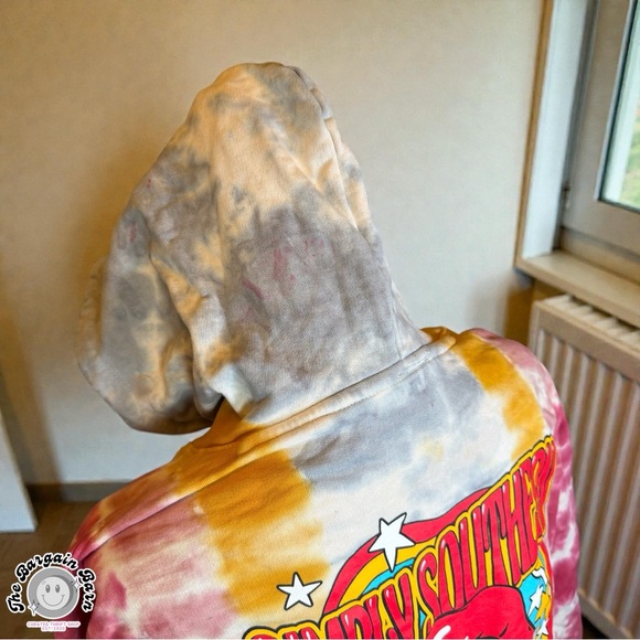 Simply Southern Tie Dye Hoodie Graphic Lips Stars Pullover Sweatshirt (Small) - Picture 6 of 8
